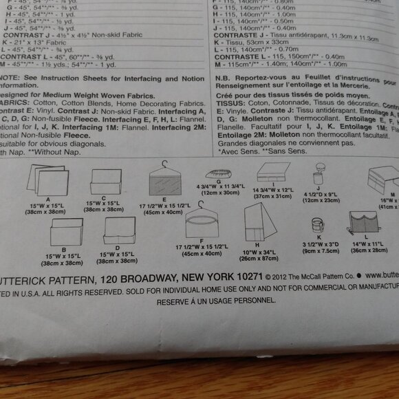 Craft Room Organizer Sewing Pattern Chair Seat Cushion Wall Pockets Butterick 57 - Picture 9 of 11